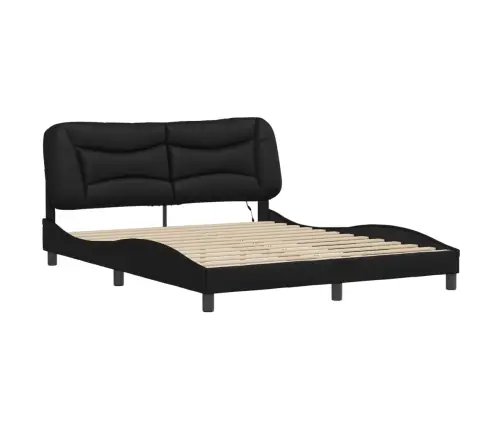 Voodiraam Led-Iga Ilma Madratsita Hvar Must Kunstnahast 160 X 200 Cm