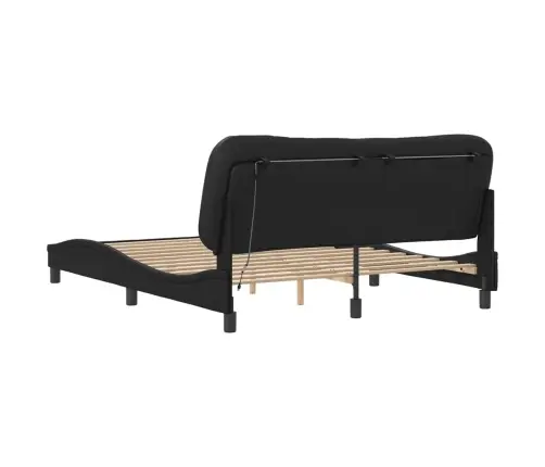 Voodiraam Led-Iga Ilma Madratsita Hvar Must Kunstnahast 160 X 200 Cm