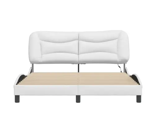 Gultas Rāmis Ar Led, Balts, 160X200 Cm, Mākslīgā Āda Vidaxl