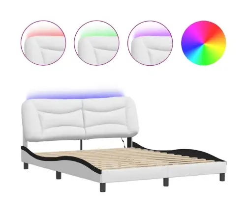 Lovos Rėmas Su Led Be Čiužinio, Hvar, Baltas Ir Juodas, 160X200Cm