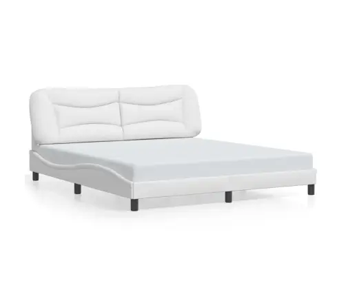 Gultas Rāmis Ar Led, Balts, 180X200 Cm, Mākslīgā Āda Vidaxl