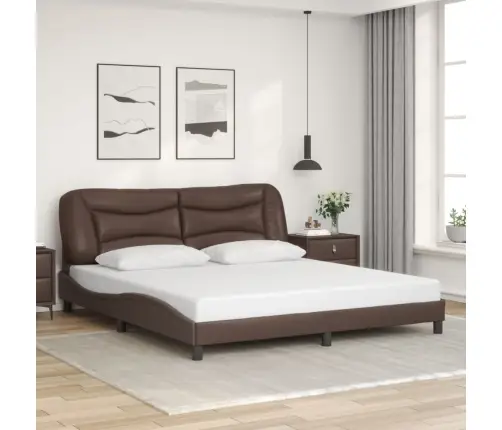 Gultas Rāmis Ar Led, Brūns, 180X200 Cm, Mākslīgā Āda Vidaxl