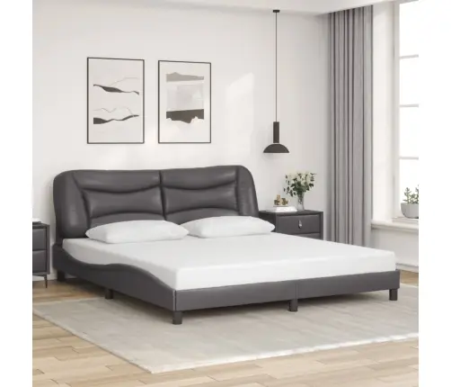 Gultas Rāmis Ar Led, Pelēks, 180X200 Cm, Mākslīgā Āda Vidaxl