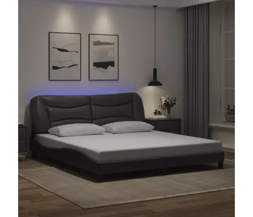 Gultas Rāmis Ar Led, Pelēks, 180X200 Cm, Mākslīgā Āda Vidaxl