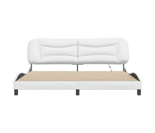 Gultas Rāmis Ar Led, Balts, 200X200 Cm, Mākslīgā Āda Vidaxl