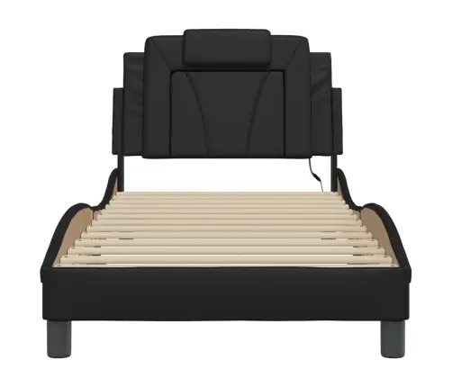 Gultas Rāmis Ar Led, Melns, 80X200 Cm, Mākslīgā Āda Vidaxl