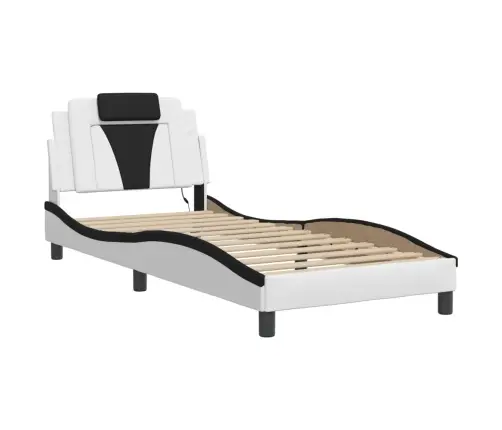 Gultas Rāmis Ar Led, Balts Un Melns, 80X200 Cm, Mākslīgā Āda Vidaxl