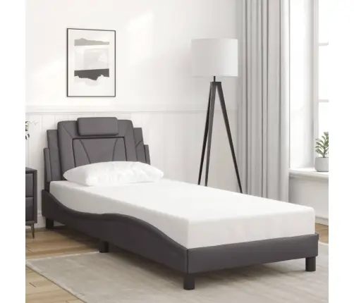 Gultas Rāmis Ar Led, Pelēks, 90X190 Cm, Mākslīgā Āda Vidaxl