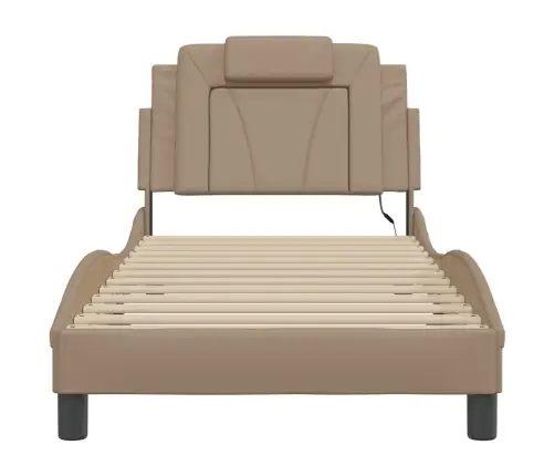 Gultas Rāmis Ar Led, Kapučīno, 90X190 Cm, Mākslīgā Āda Vidaxl