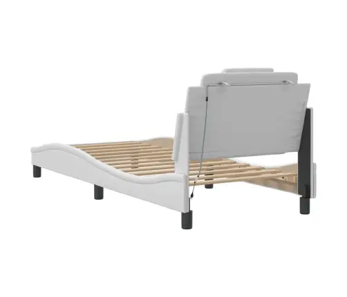 Gultas Rāmis Ar Led, Balts, 90X200 Cm, Mākslīgā Āda Vidaxl