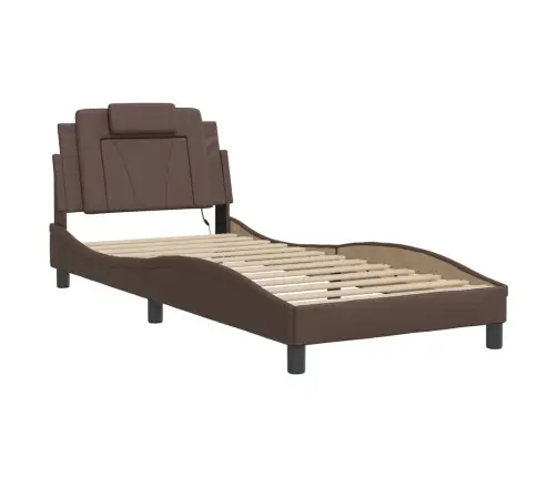 Gultas Rāmis Ar Led, Brūns, 90X200 Cm, Mākslīgā Āda Vidaxl
