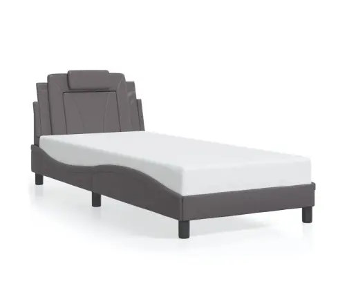 Gultas Rāmis Ar Led, Pelēks, 90X200 Cm, Mākslīgā Āda Vidaxl