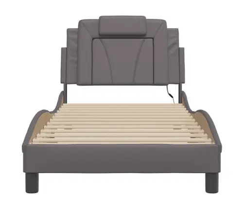 Gultas Rāmis Ar Led, Pelēks, 90X200 Cm, Mākslīgā Āda Vidaxl