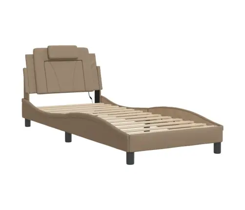 Gultas Rāmis Ar Led, Kapučīno, 90X200 Cm, Mākslīgā Āda Vidaxl