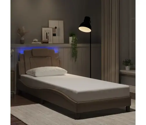 Gultas Rāmis Ar Led, Kapučīno, 90X200 Cm, Mākslīgā Āda Vidaxl