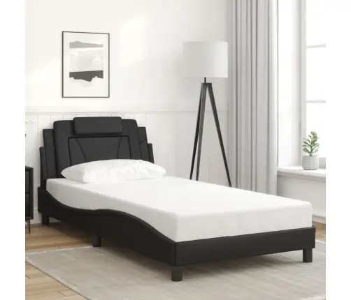 Gultas Rāmis Ar Led, Melns, 100X200 Cm, Mākslīgā Āda Vidaxl