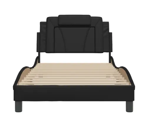 Gultas Rāmis Ar Led, Melns, 100X200 Cm, Mākslīgā Āda Vidaxl