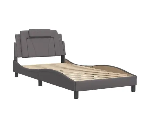 Gultas Rāmis Ar Led, Pelēks, 100X200 Cm, Mākslīgā Āda Vidaxl