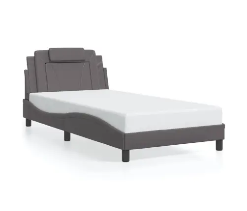 Gultas Rāmis Ar Led, Pelēks, 100X200 Cm, Mākslīgā Āda Vidaxl