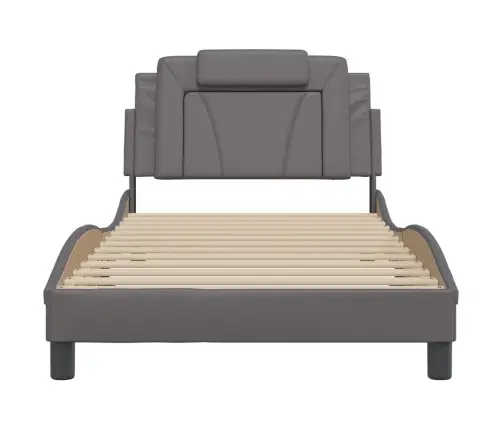 Gultas Rāmis Ar Led, Pelēks, 100X200 Cm, Mākslīgā Āda Vidaxl