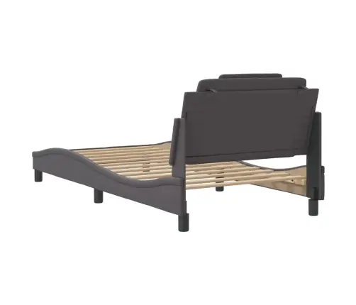 Gultas Rāmis Ar Led, Pelēks, 100X200 Cm, Mākslīgā Āda Vidaxl