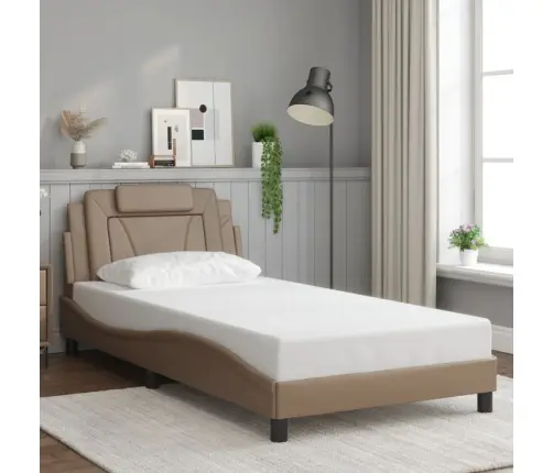 Gultas Rāmis Ar Led, Kapučīno, 100X200 Cm, Mākslīgā Āda Vidaxl