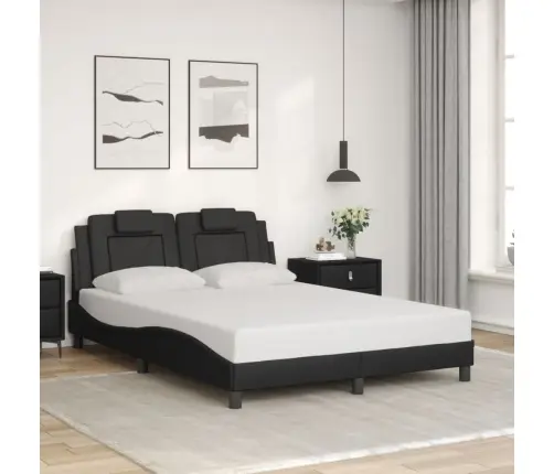 Gultas Rāmis Ar Led, Melns, 120X200 Cm, Mākslīgā Āda Vidaxl