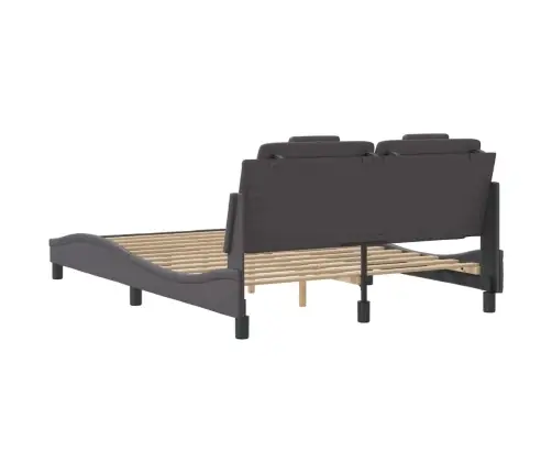 Gultas Rāmis Ar Led, Pelēks, 120X200 Cm, Mākslīgā Āda Vidaxl