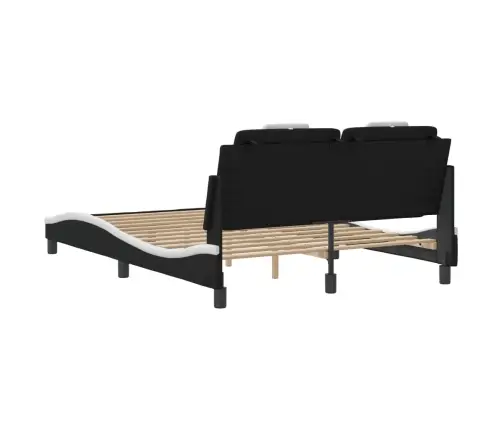 Gultas Rāmis Ar Led, Melns Un Balts, 120X200 Cm, Mākslīgā Āda Vidaxl