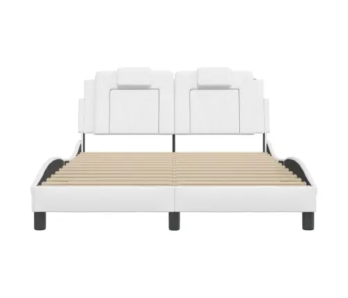 Gultas Rāmis Ar Led, Balts, 140X190 Cm, Mākslīgā Āda Vidaxl