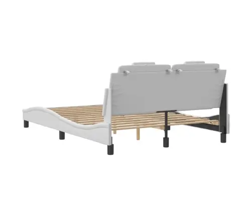 Gultas Rāmis Ar Led, Balts, 140X190 Cm, Mākslīgā Āda Vidaxl