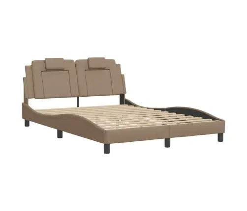 Gultas Rāmis Ar Led, Kapučīno, 140X190 Cm, Mākslīgā Āda Vidaxl