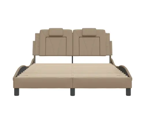 Gultas Rāmis Ar Led, Kapučīno, 140X190 Cm, Mākslīgā Āda Vidaxl