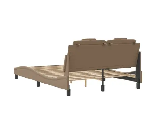 Gultas Rāmis Ar Led, Kapučīno, 140X190 Cm, Mākslīgā Āda Vidaxl