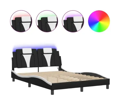 Lovos Rėmas, Viana, Su Led Be Čiužinio, Juodas Ir Baltas, 140X190Cm