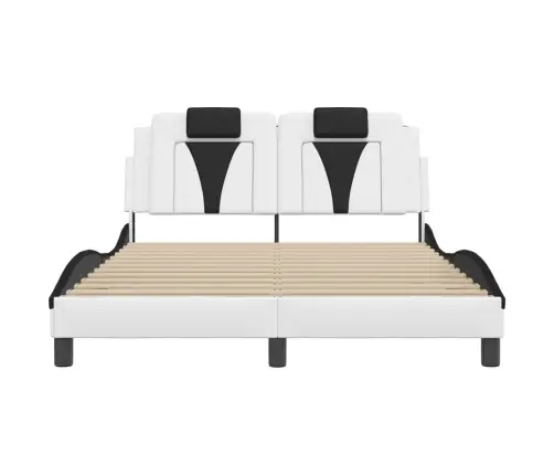 Gultas Rāmis Ar Led, Balts Un Melns, 140X190 Cm, Mākslīgā Āda Vidaxl