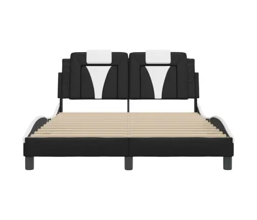 Gultas Rāmis Ar Led, Melns Un Balts, 140X200 Cm, Mākslīgā Āda Vidaxl