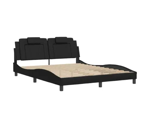 Gultas Rāmis Ar Led, Melns, 160X200 Cm, Mākslīgā Āda Vidaxl