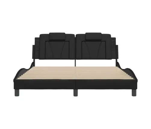 Gultas Rāmis Ar Led, Melns, 160X200 Cm, Mākslīgā Āda Vidaxl