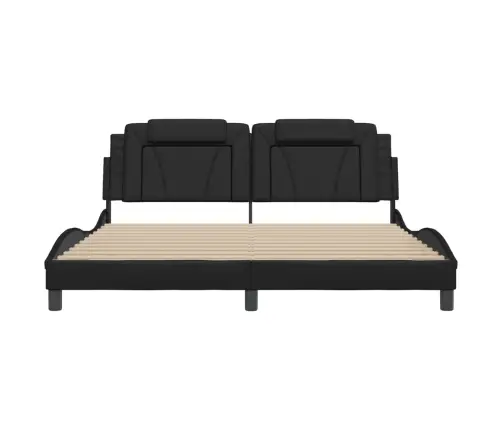 Gultas Rāmis Ar Led, Melns, 180X200 Cm, Mākslīgā Āda Vidaxl