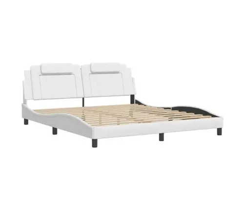 Gultas Rāmis Ar Led, Balts, 180X200 Cm, Mākslīgā Āda Vidaxl