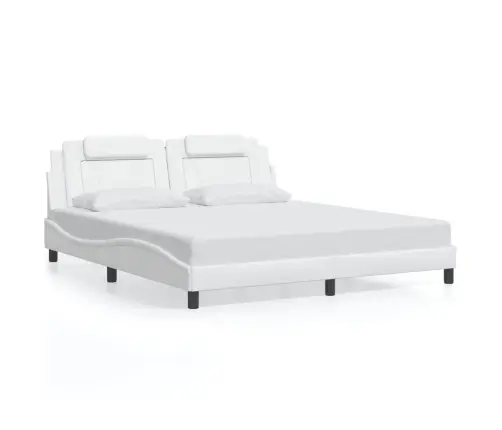 Gultas Rāmis Ar Led, Balts, 180X200 Cm, Mākslīgā Āda Vidaxl