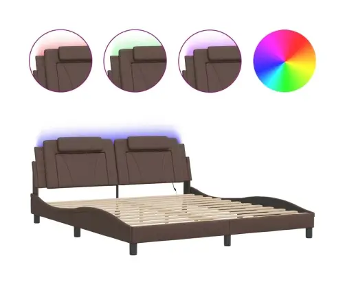 Gultas Rāmis Ar Led, Pelēks, 180X200 Cm, Mākslīgā Āda Vidaxl