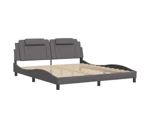 Gultas Rāmis Ar Led, Pelēks, 180X200 Cm, Mākslīgā Āda Vidaxl