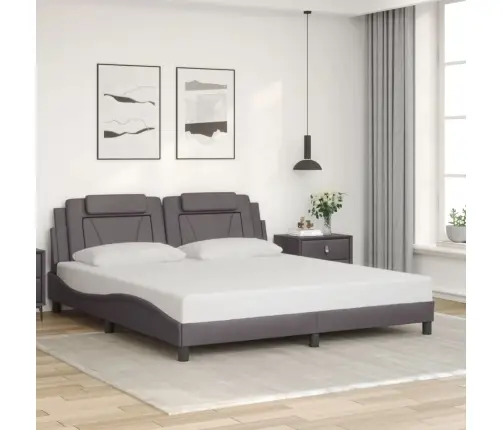 Gultas Rāmis Ar Led, Pelēks, 180X200 Cm, Mākslīgā Āda Vidaxl