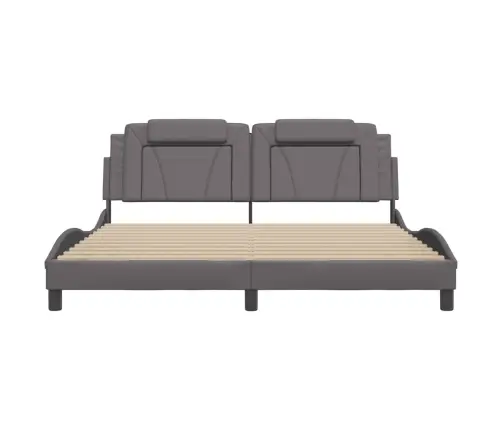 Gultas Rāmis Ar Led, Pelēks, 180X200 Cm, Mākslīgā Āda Vidaxl