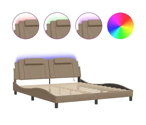 Gultas Rāmis Ar Led, Kapučīno, 180X200 Cm, Mākslīgā Āda Vidaxl