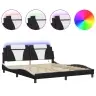 Gultas Rāmis Ar Led, Melns Un Balts, 180X200 Cm, Mākslīgā Āda Vidaxl