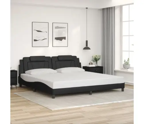 Gultas Rāmis Ar Led, Melns, 200X200 Cm, Mākslīgā Āda Vidaxl