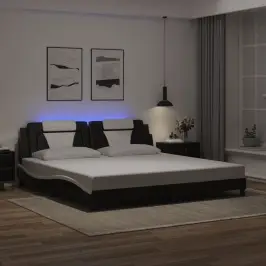 Gultas Rāmis, Viana, Ar Led Bez Matrača, Melns Un Balts, 200X200 Cm Vidaxl